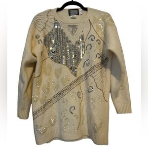 Vintage 80s Joseph Le Bon Beaded Sweater , Size M